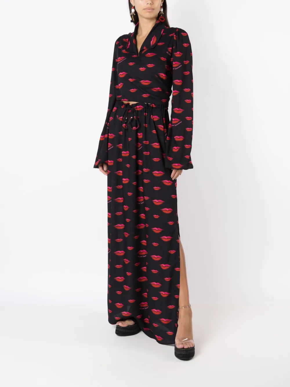 Lip-Print Maxi Skirt