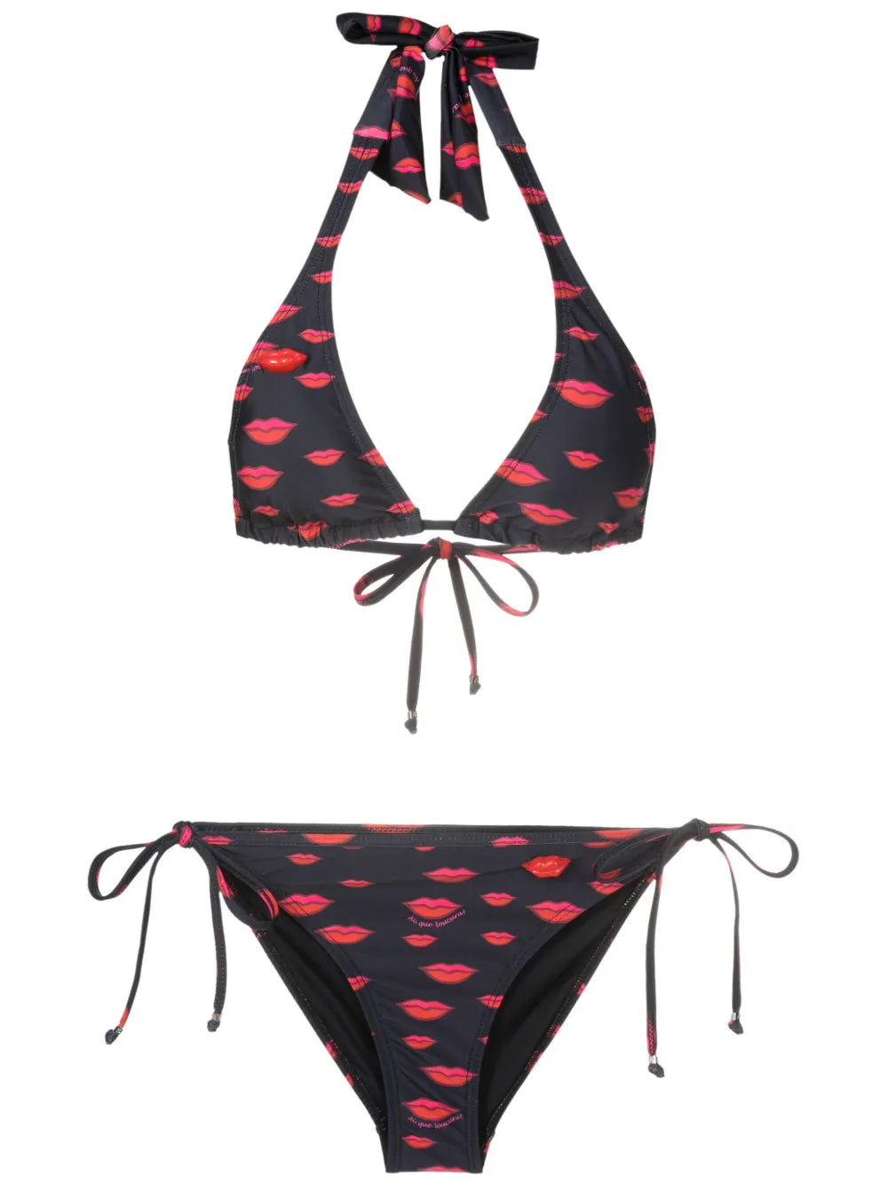 All-Over Lips-Print Bikini Set
