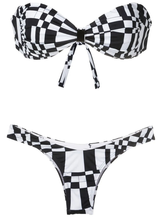 Geometric-Print Two-Piece Bikini Set