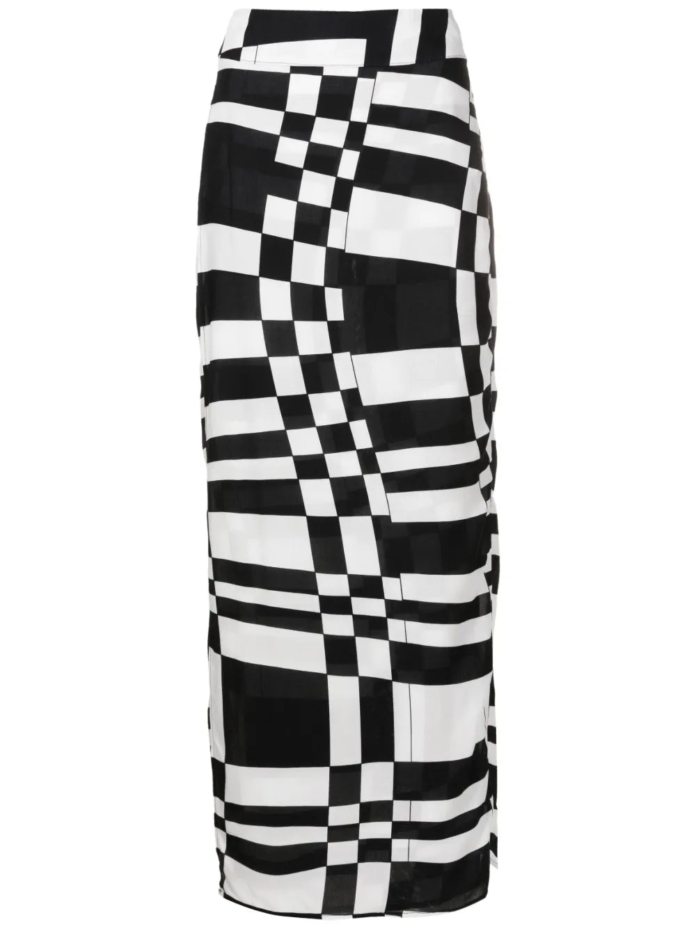 Geometric-Print Midi Skirt