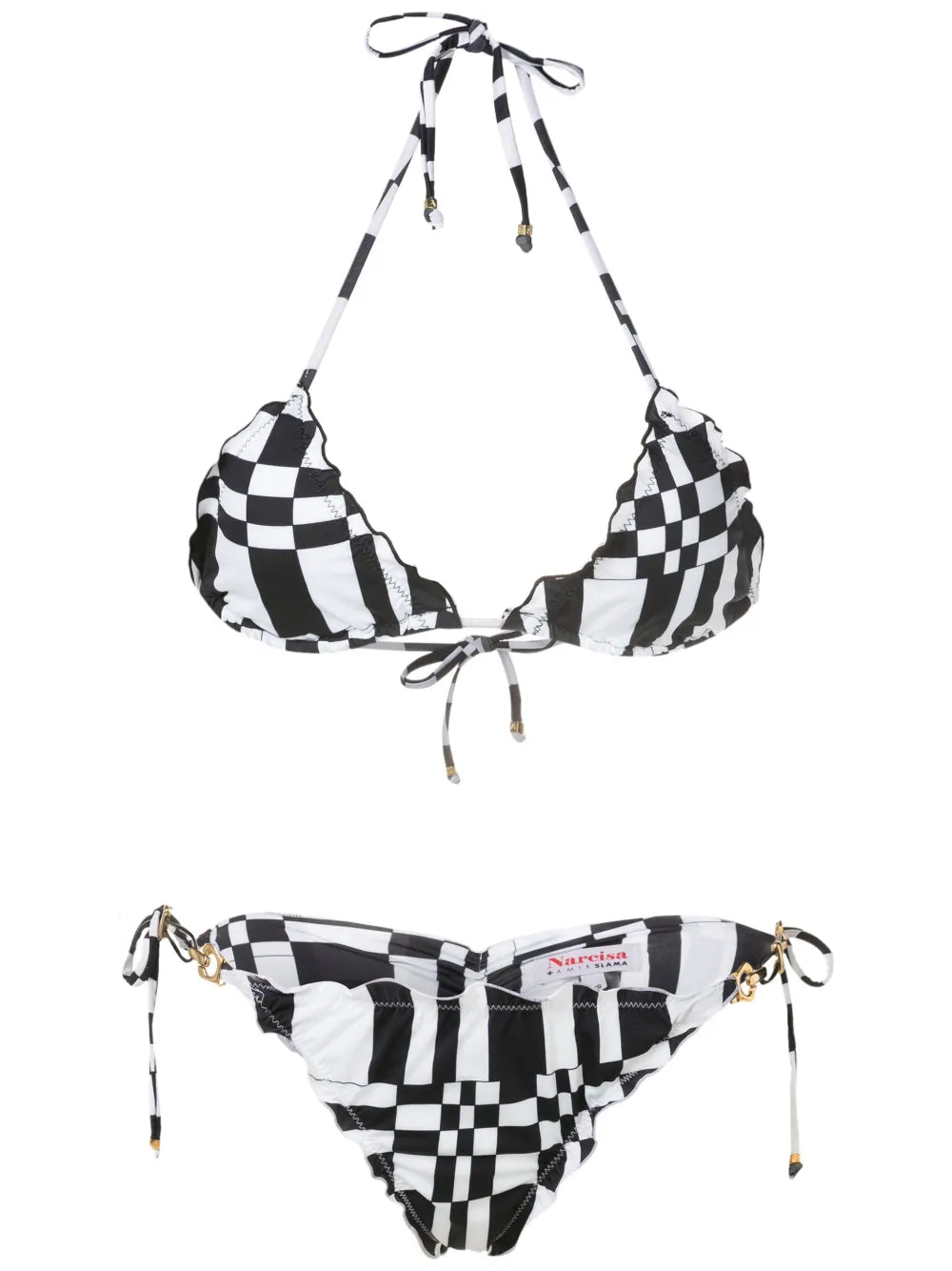 Geometric-Print Triangle Bikini