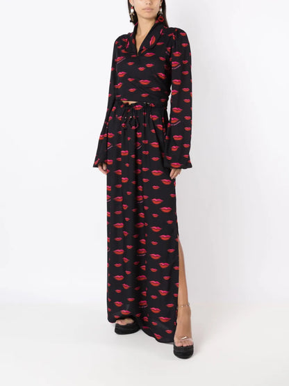 Lips-Print Long-Sleeved Shirt