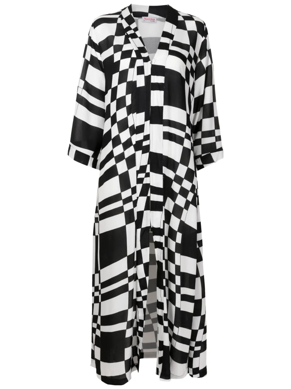 Checked Zip-Up Maxi Dress