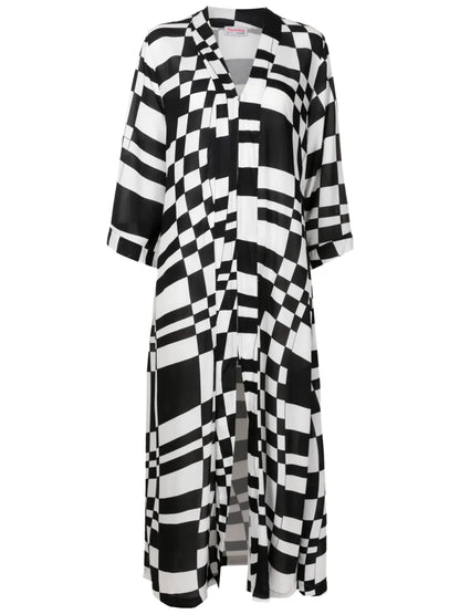 Checked Zip-Up Maxi Dress