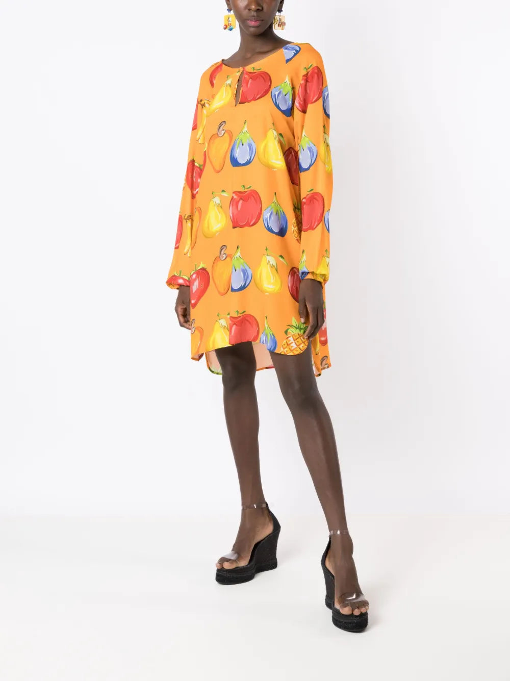 Fruit-Print Shift Mini Dress