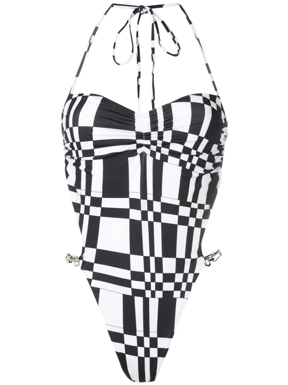 Geometric-Print Open-Back Swimsuit
