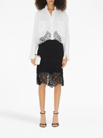 Macramé-Lace Pencil Skirt