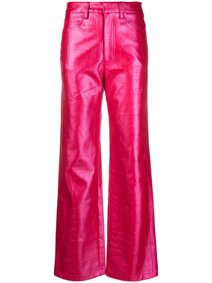Metallic Logo-Embossed Trousers