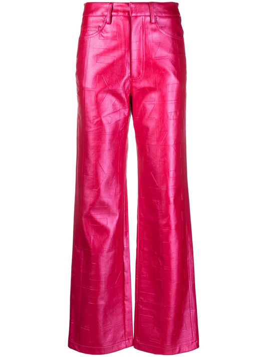 Metallic Logo-Embossed Trousers