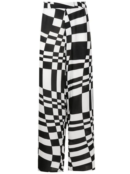 Geometric-Print Straight Trousers