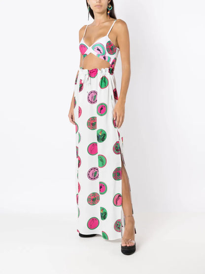 Graphic-Print Maxi Skirt