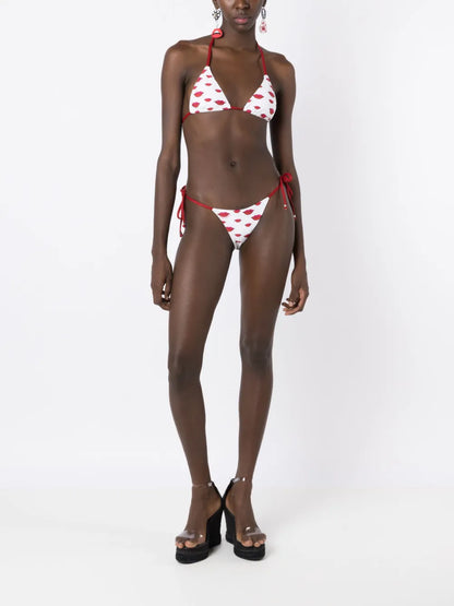 Lip-Print Triangle Bikini