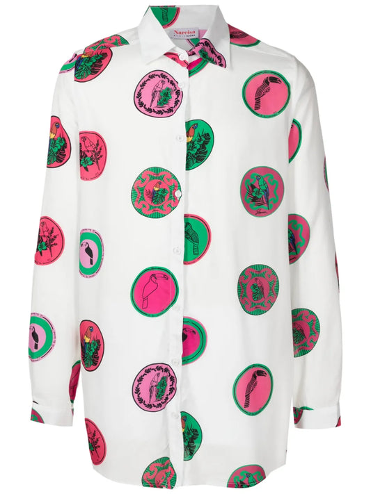 Graphic-Print Long-Sleeved Shirt