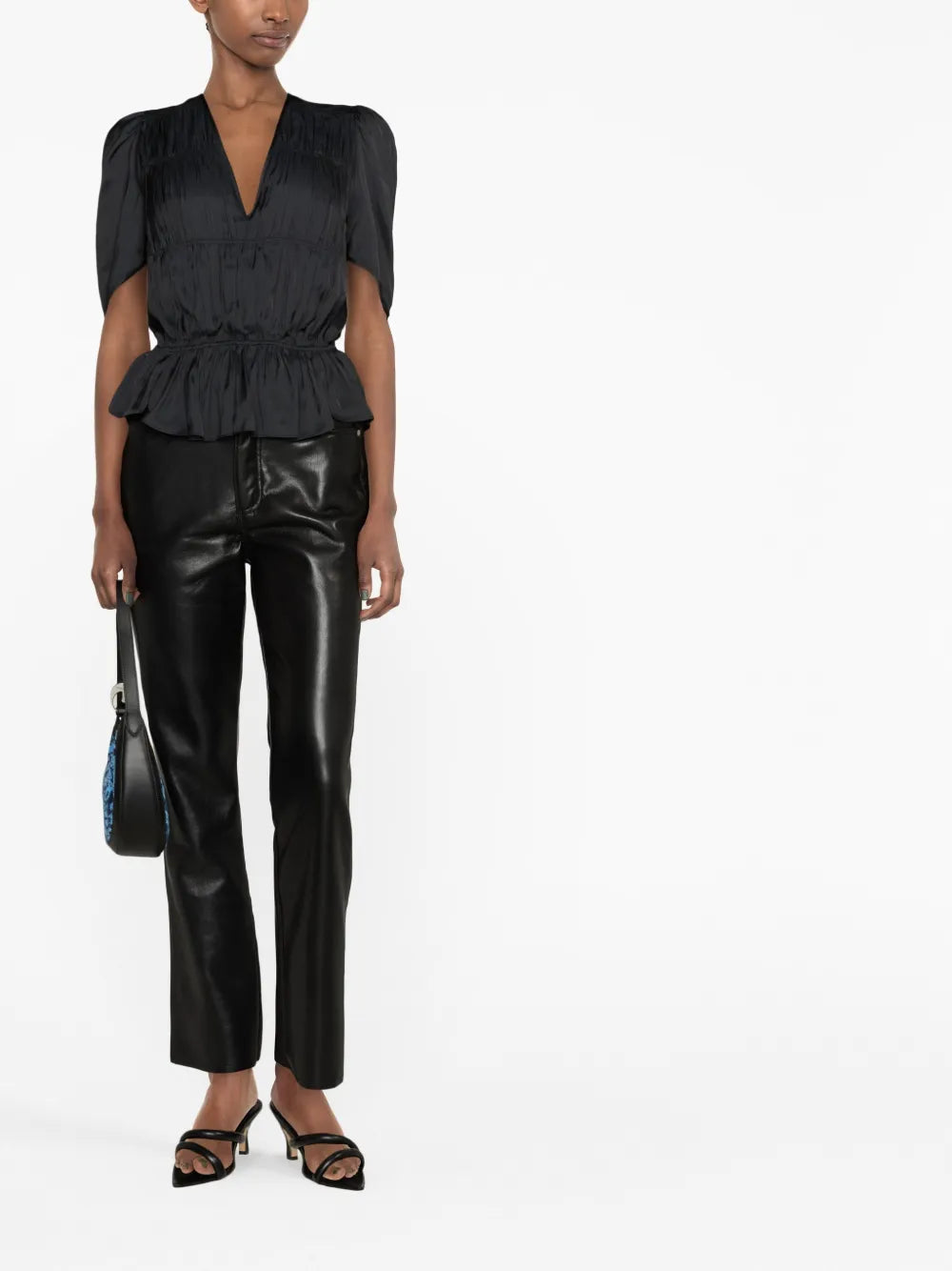 Short-Sleeve Ruched Blouse