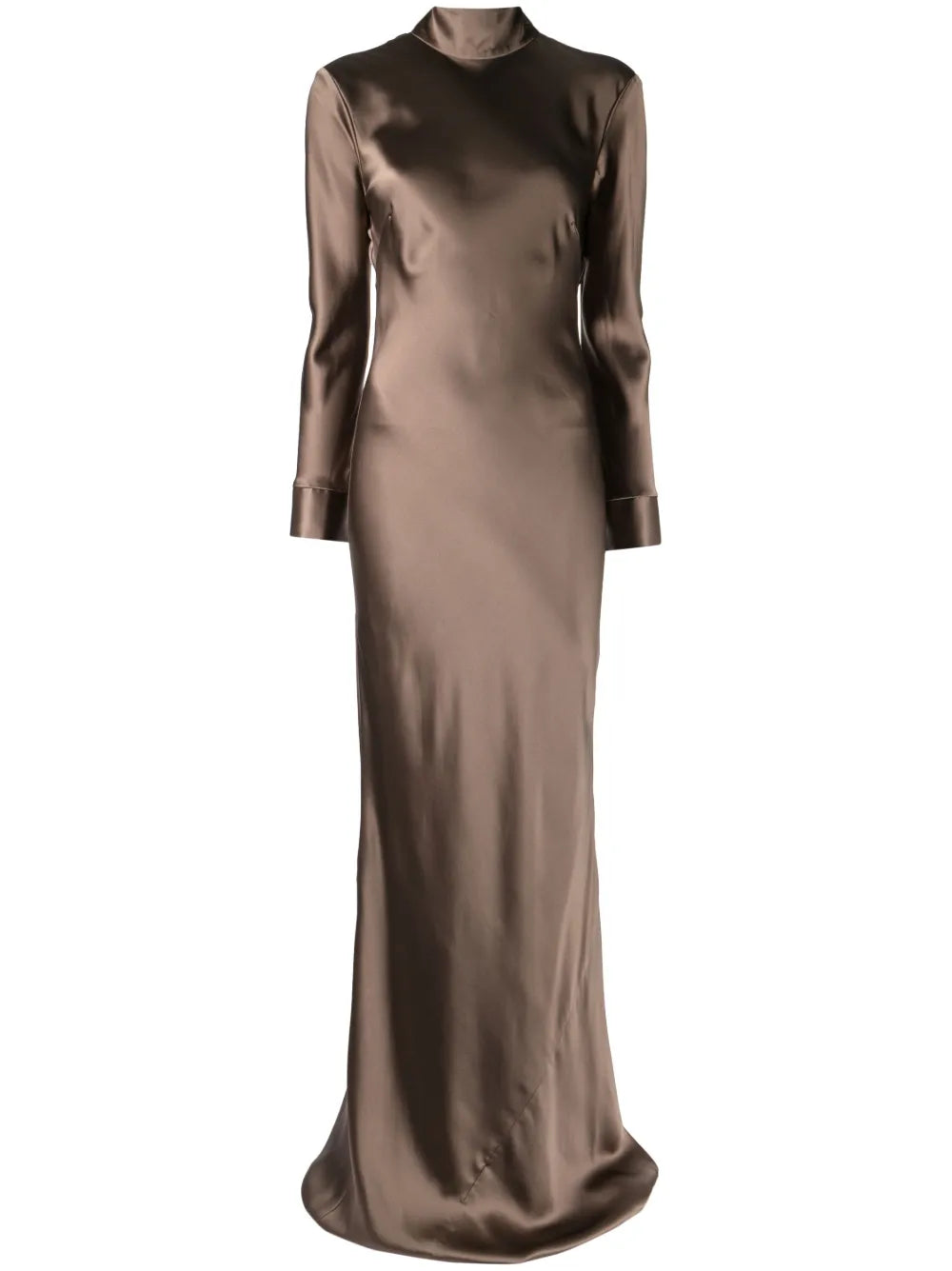 Open-Back Long-Sleeve Gown Dress