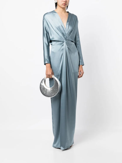 Twist-Detail Silk Gown