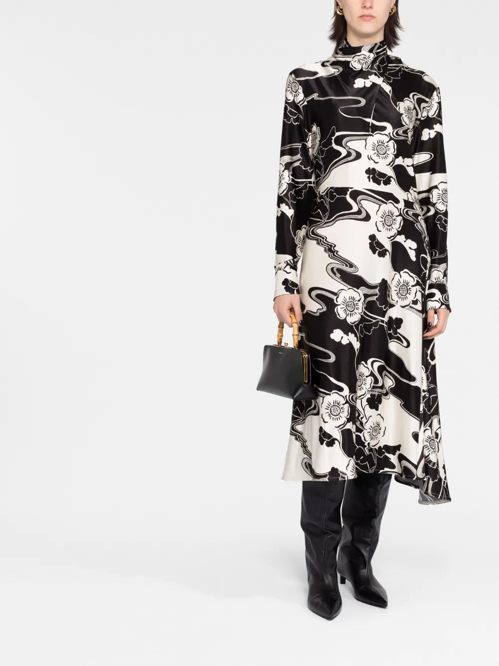 Lagoon Flower-Print Asymmetric Dress
