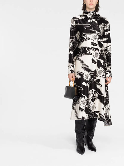 Lagoon Flower-Print Asymmetric Dress