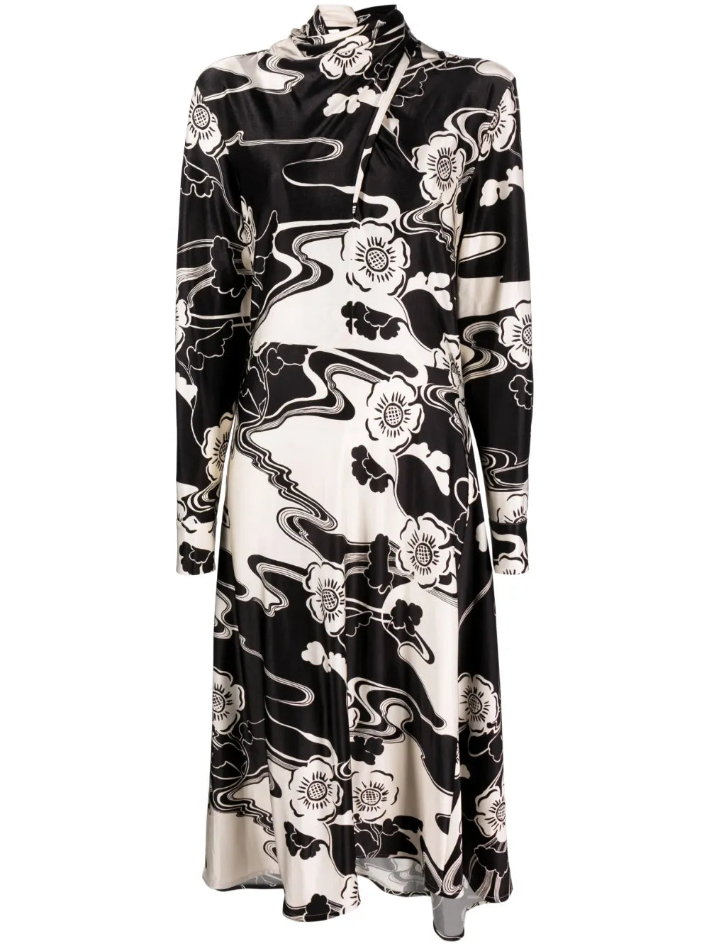 Lagoon Flower-Print Asymmetric Dress