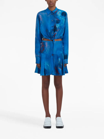 Abstract-Print Silk Skirt