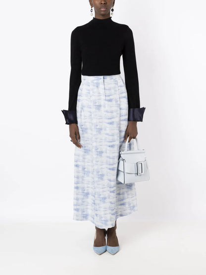 Pleat-Detailing High-Waist Skirt