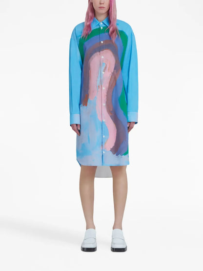 Painted-Design Shirt Dress