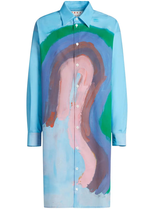 Painted-Design Shirt Dress