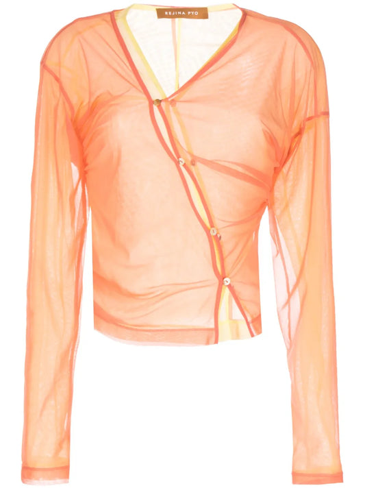 Asymmetric Button-Fastening Blouse