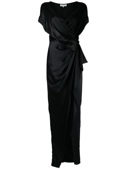 Wrap Drape-Detail Gown Dress