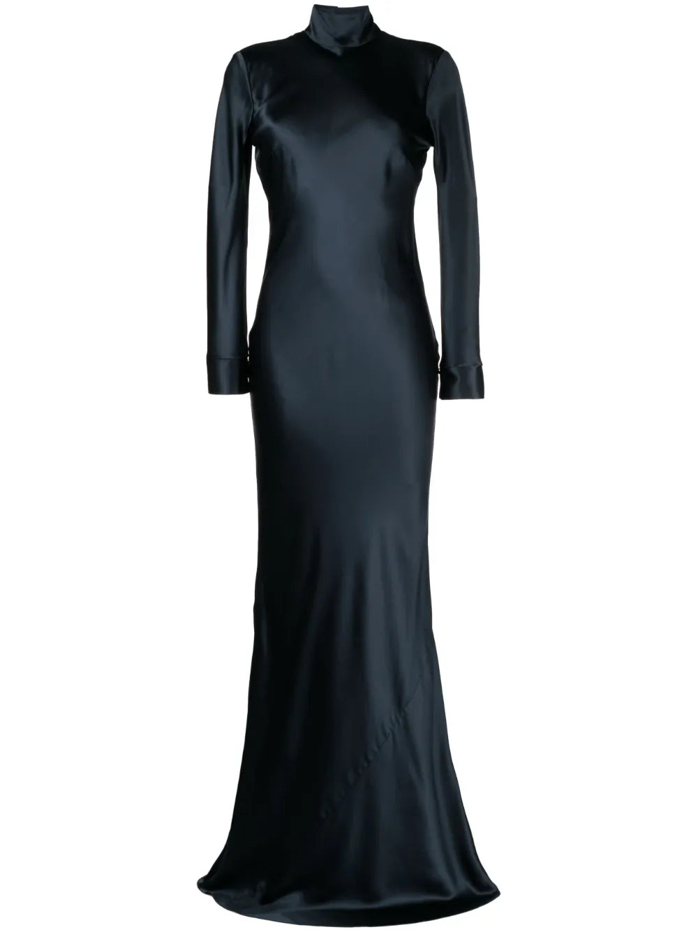 Open-Back Long-Sleeve Gown Dress