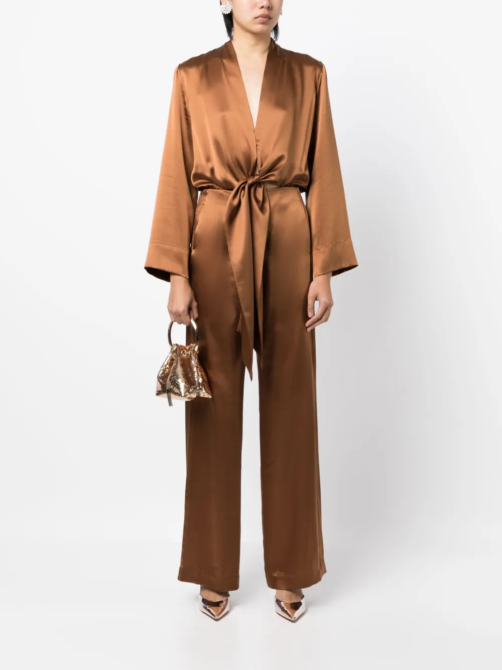 Tie-Front Kimono Jumpsuit