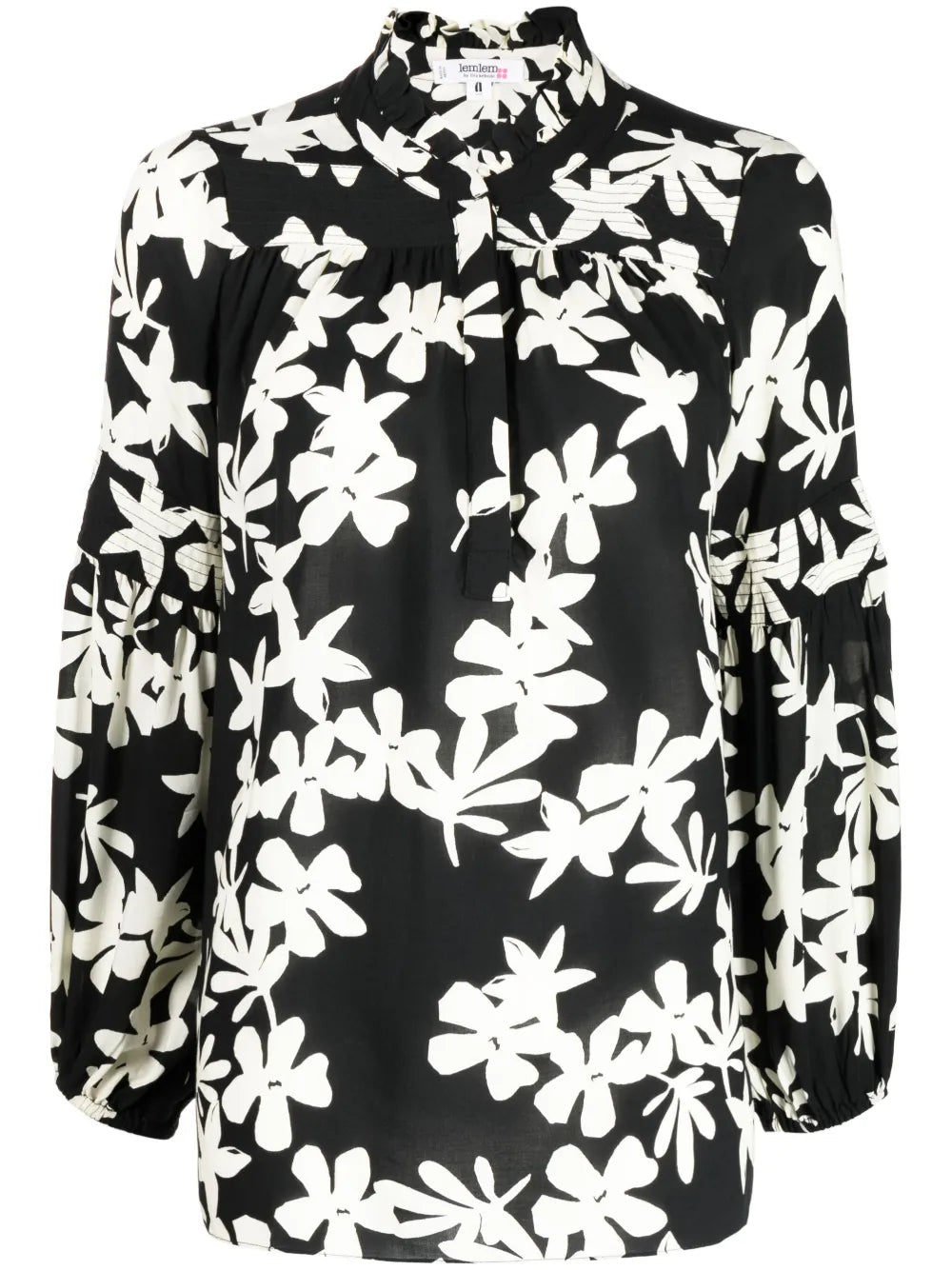 Floral-Print Ruffled Blouse