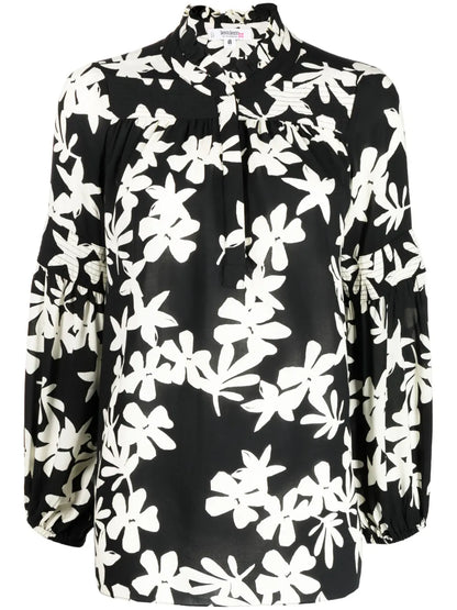 Floral-Print Ruffled Blouse