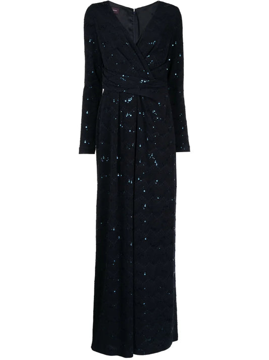 Sequin-Embellished Draped Jumpsuit