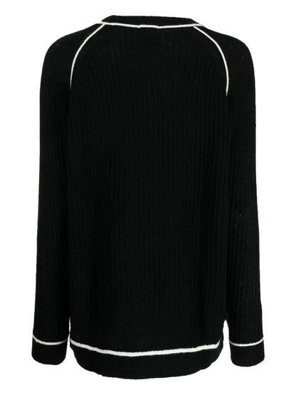 Contrasting-Edge Knitted Jumper