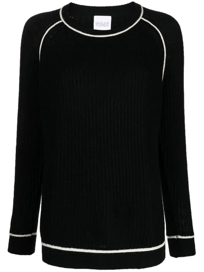 Contrasting-Edge Knitted Jumper