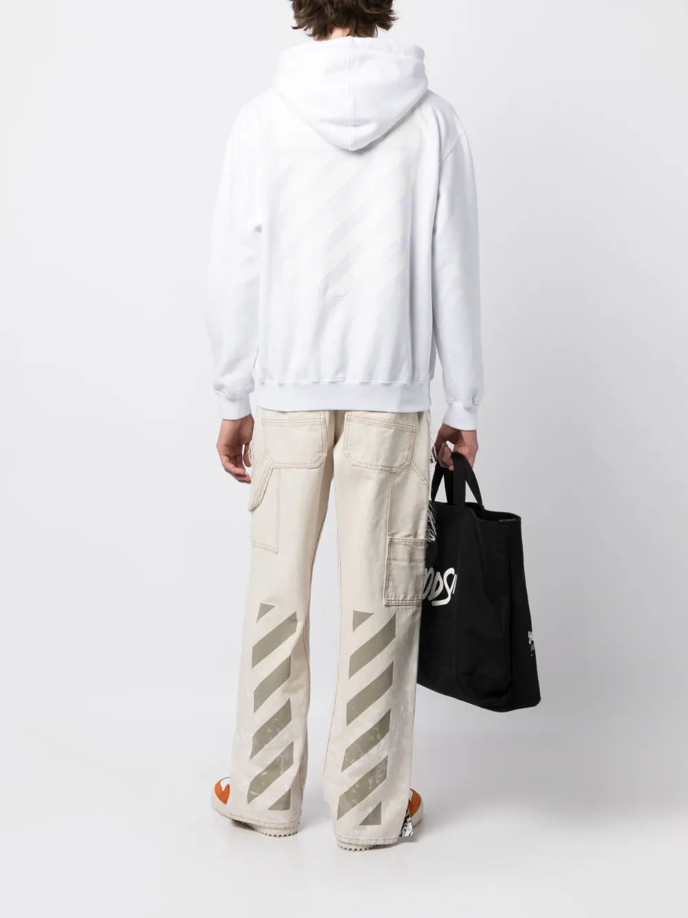 Diag-Print Cotton Hoodie