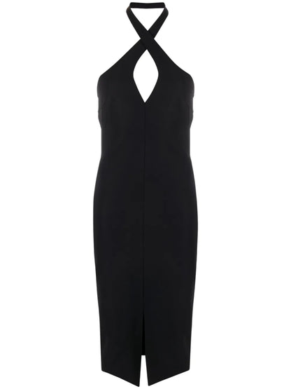 Cut-Out Detail Fitted Midi Dress