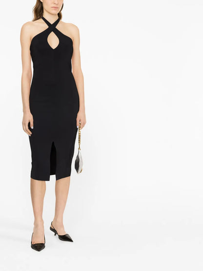 Cut-Out Detail Fitted Midi Dress