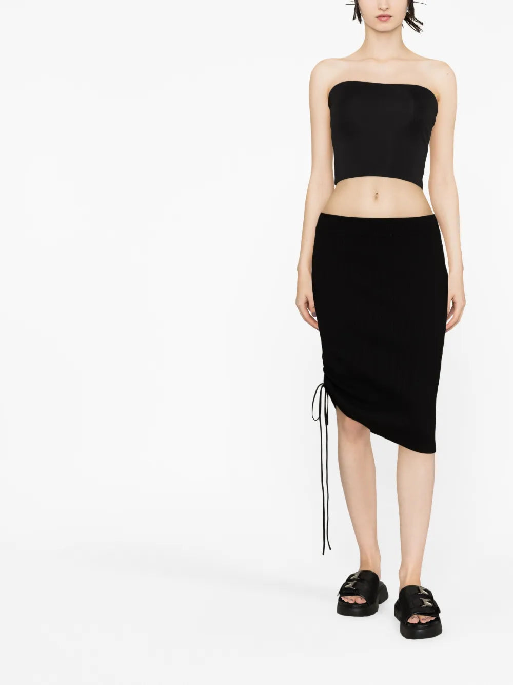 Drawstring-Detailed Midi Skirt