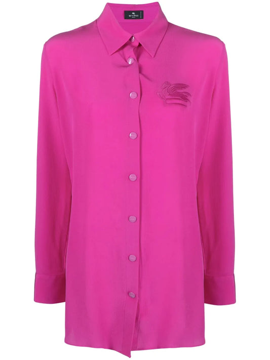 Pegaso-Appliqué Silk Shirt