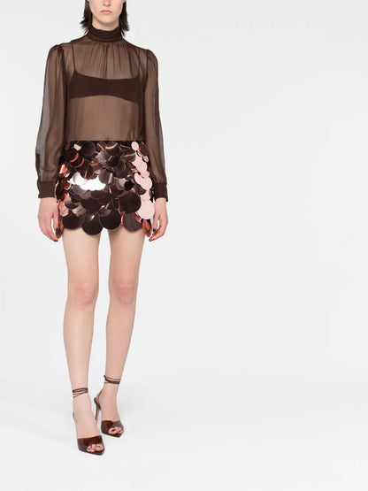 Sequin-Embellished Mini Skirt