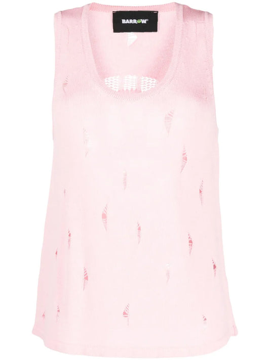 Distressed-Effect Sleeveless Top