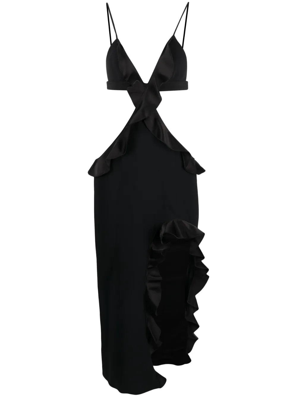 Asymmetric Ruffle-Trim Dress