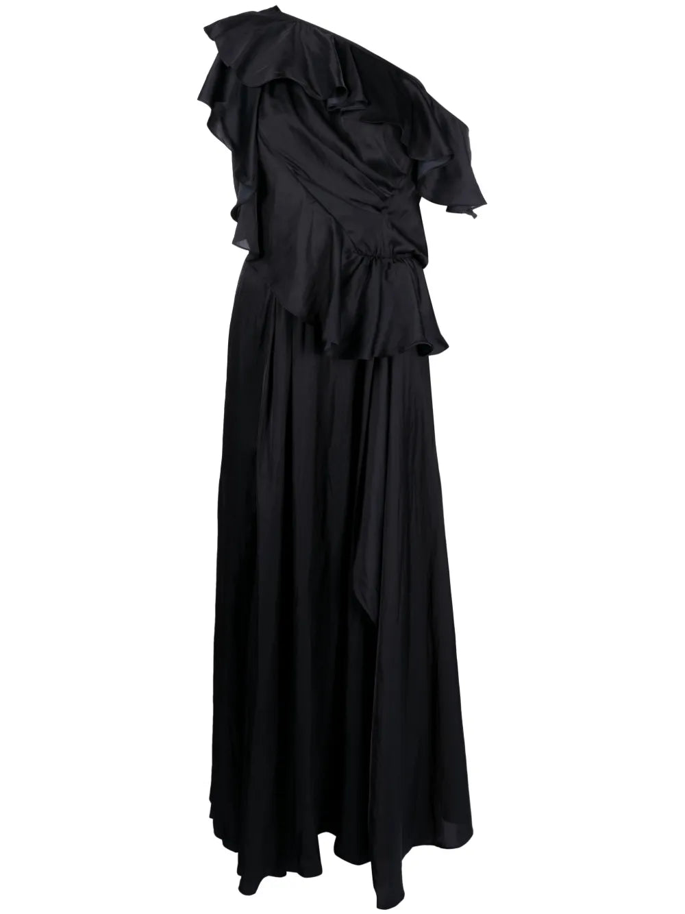 Ruffled One-Shoulder Gown