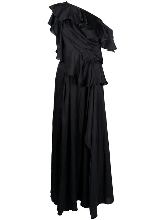 Ruffled One-Shoulder Gown