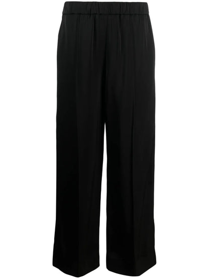 Elasticated-Waist Wide-Leg Trousers