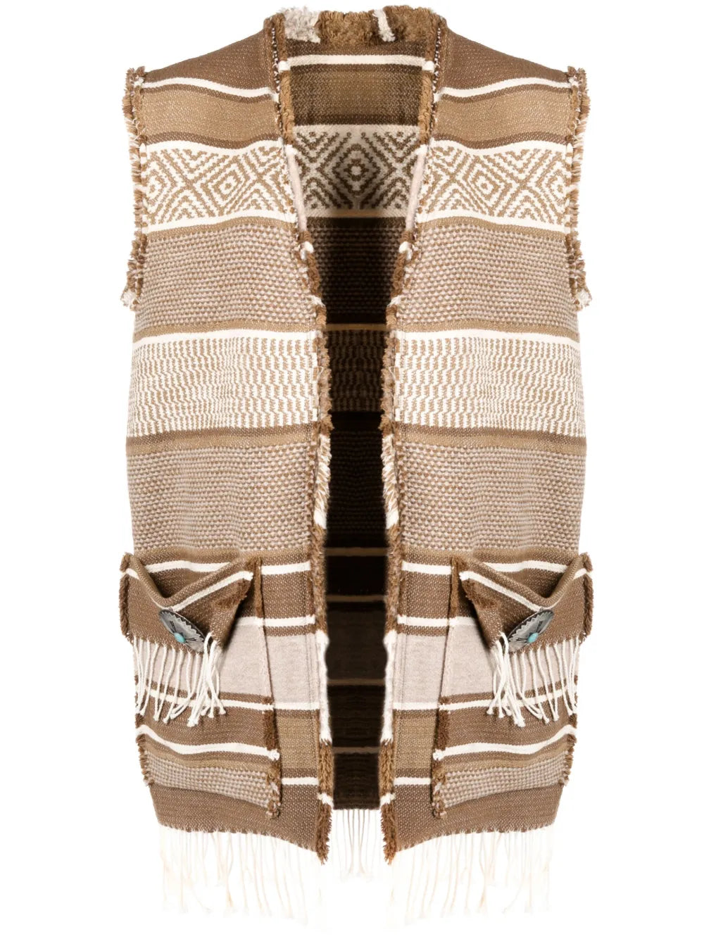 Vertical-Stripe Knitted Gilet