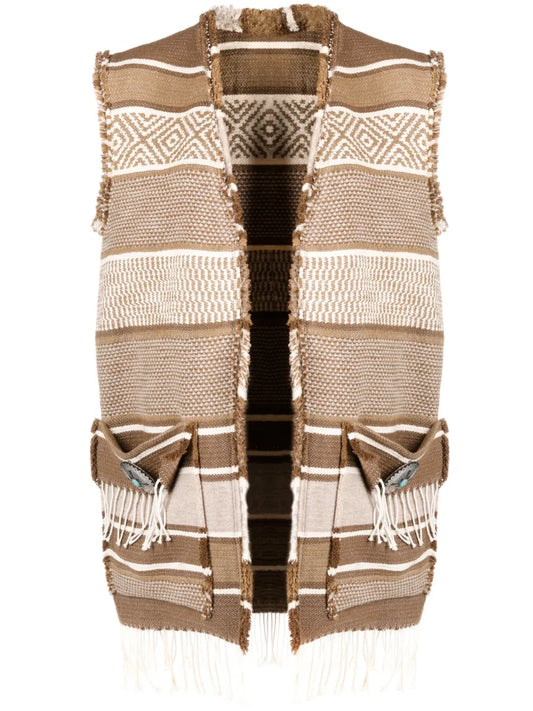 Vertical-Stripe Knitted Gilet