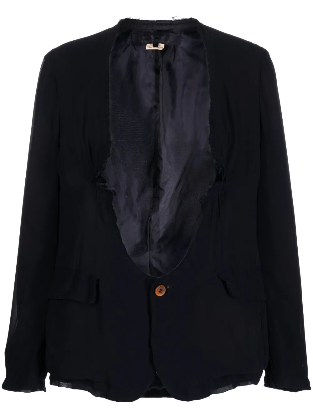 Raw-Edge Single-Button Blazer